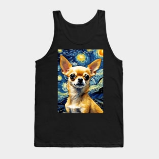 Chihuahua Dog Breed Painting in a Van Gogh Starry Night Art Style Tank Top